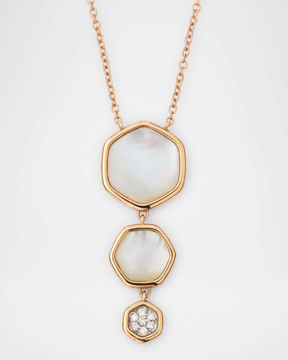 18K Rose Gold Diamond and Mother-Of-Pearl Pendant Necklace